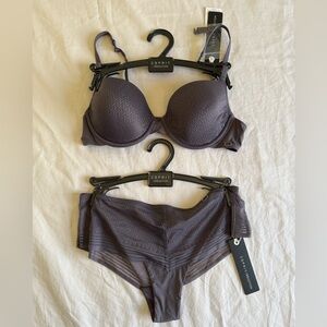 NWT!! Esprit Deep Plum Bra & Cheeky Brief Set